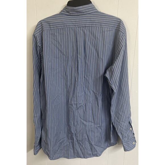 Vtg Ralph Lauren Button Shirt Mens Large Blue Stripe Color Pony Classic Fit Long - Picture 5 of 6